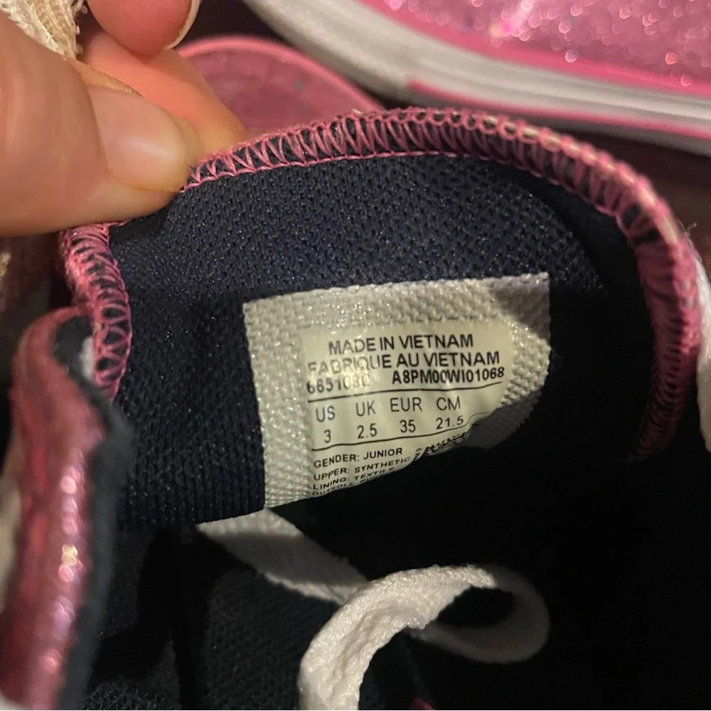 Converse Kids' Glittery Pink Sneakers Size 3 - Picture 5 of 6